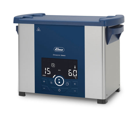 Elma ultrasonic cleaner with digital display on a white background